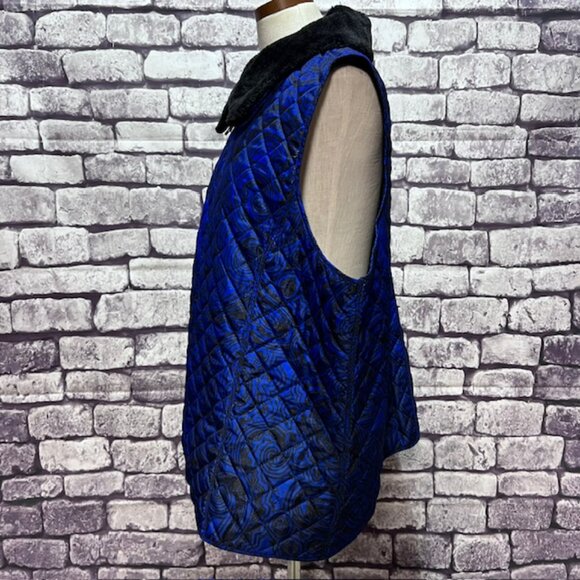 Onque Woman Blue & Black Quilted Vest Size 3X - Picture 4 of 9